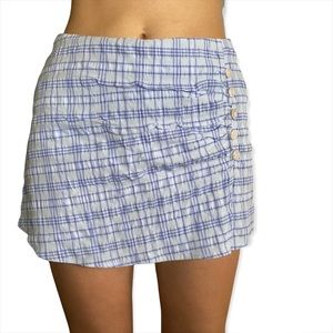 Forever 21 Blue Plaid Side Button Skort - Trendy Plaid Skirt with Playful Twist